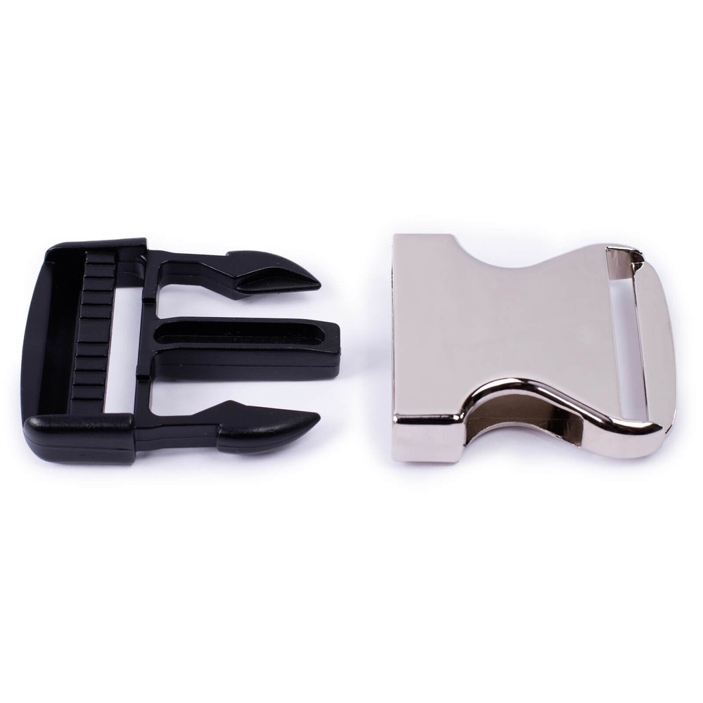 (10-Pack) 38mm Hybrid Side / Quick Release Buckle - Metal & Plastic - Silver