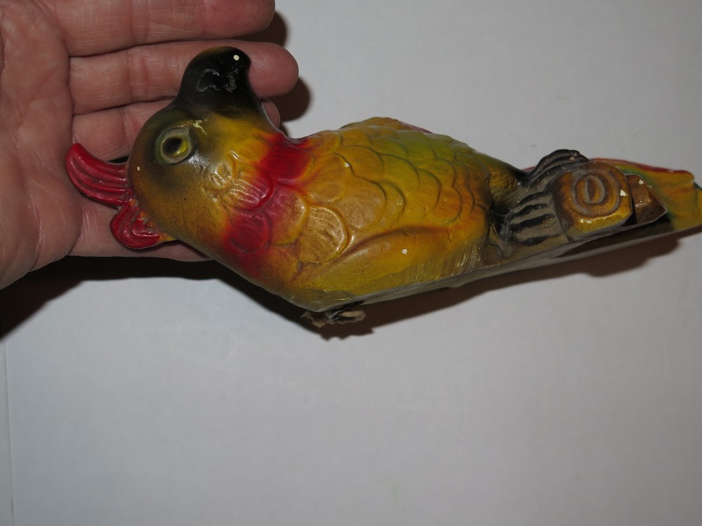 Antique Hanging Glazed Pottery Parrot 10" Long