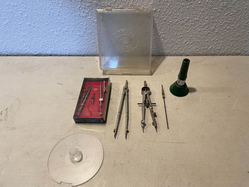 Vintage Drafting Compass Set With Case Engineering Drawing Tools Architect Lot