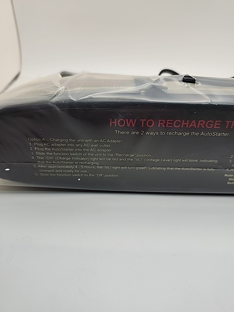 Auto Starter Car Battery Recharger With Flashlight- New