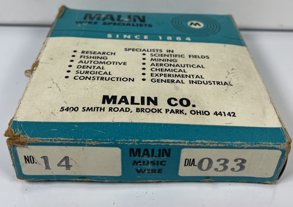 Malin Co. No. 14 Music Wire 033 Diameter Spring Steel