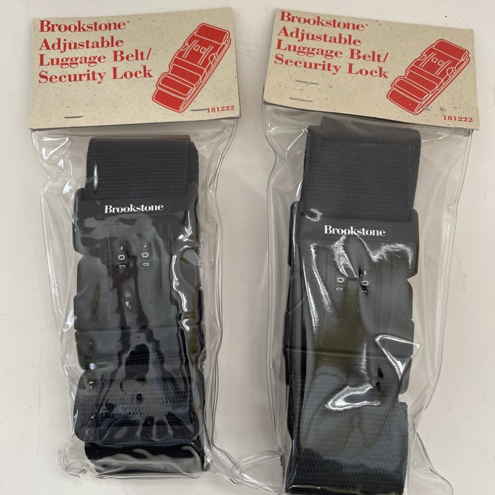 Vintage Brookstone Adjustable Luggage Security Belt Combination Locks 2 New