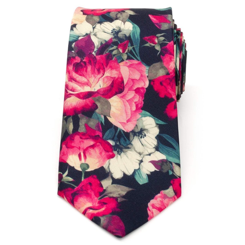 Painted Floral Navy Silk Men's Tie