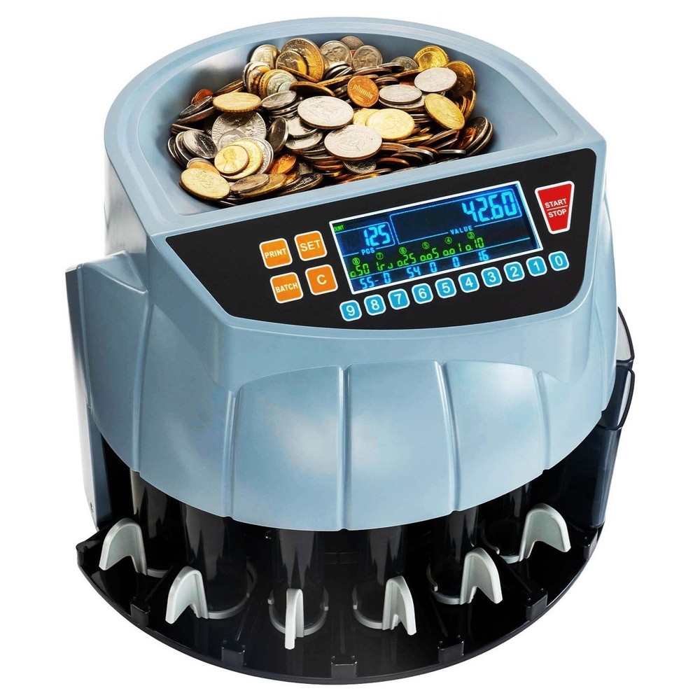 MUNBYN Coin Counter 6 Bin 250 Coins Per Min Machine