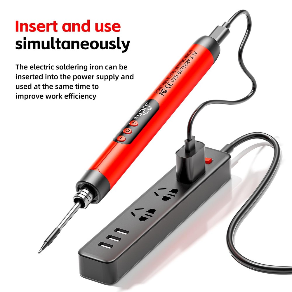 Portable USB Rechargeable Cordless Soldering Iron with Adjustable Temperature