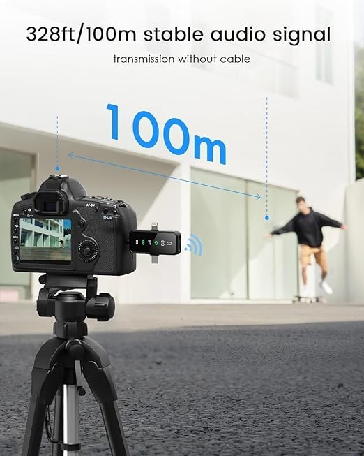 BAILIXIN 3-in-1 Compact Mini Microphone for iPhone, Android, with 20HR Battery