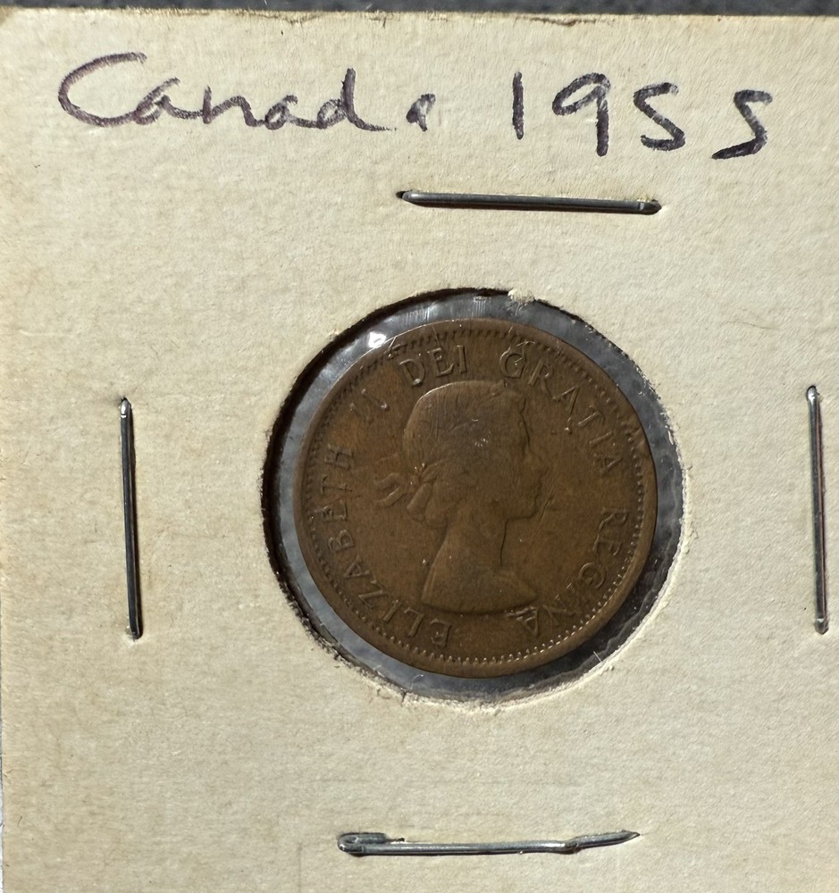 Canada 1955 No Shoulder Fold? 1 Small Cent Coin