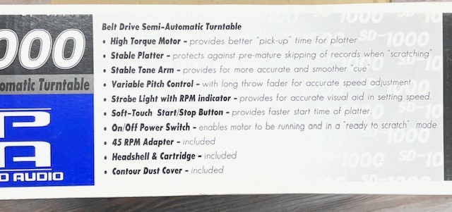 Crate Pro audio SD-1000 Turntable