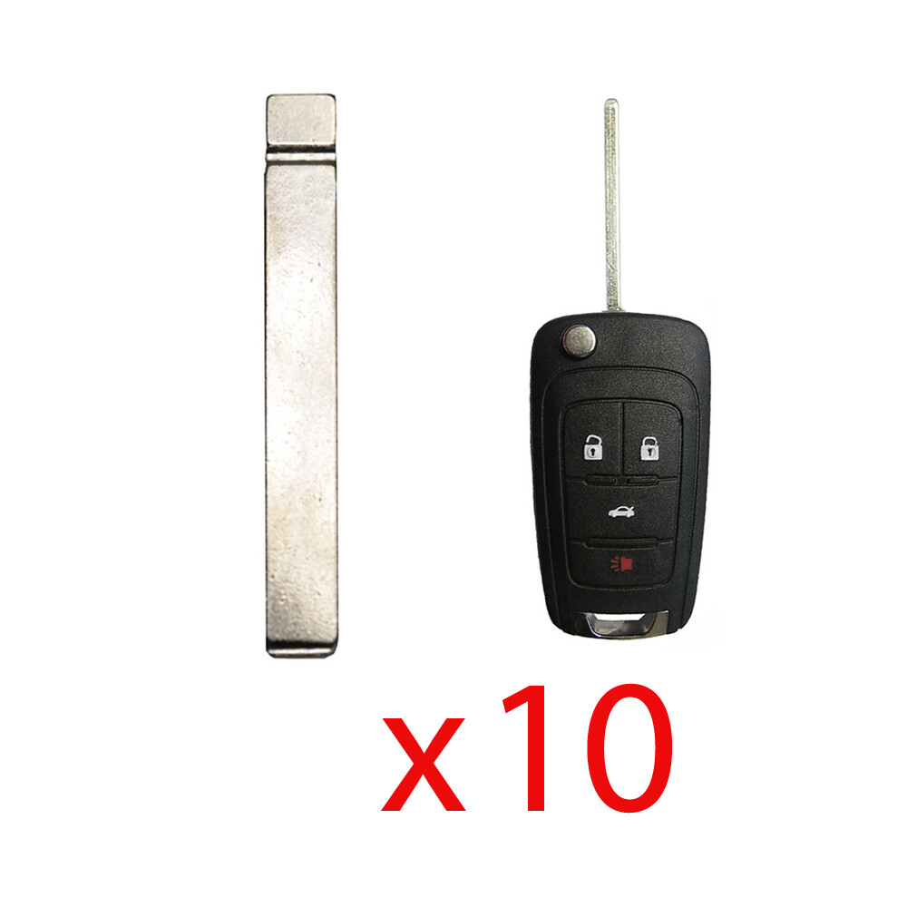 Flip Key Blank Uncut Blade High Security HU100 Replacement for GM (10 Pack)
