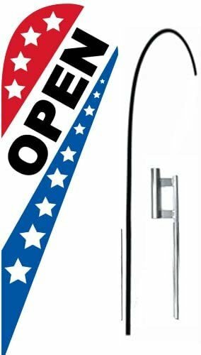 3 (three) OPEN red/wh/bl 10.5' TEARDROP BLADE FLAGS KIT