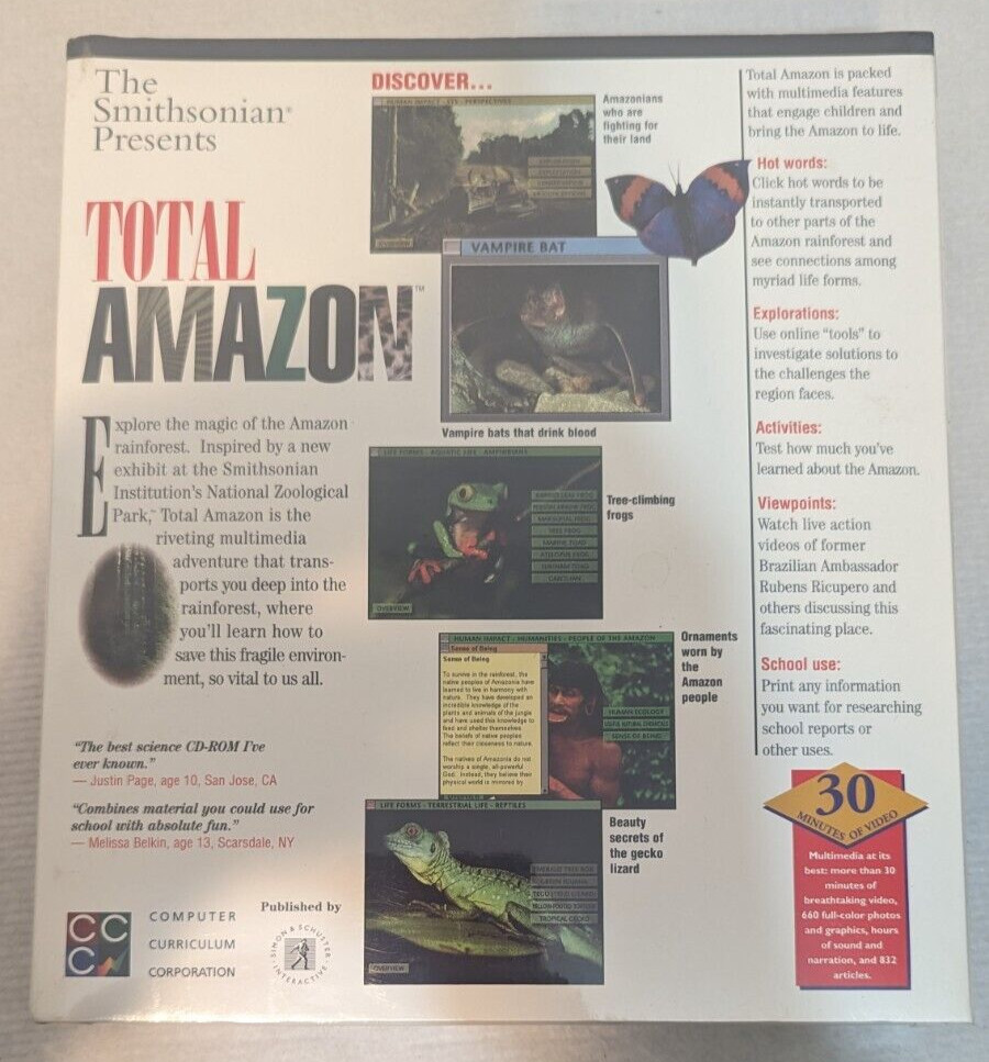 The Smithsonian Presents Total Amazon Interactive PC 1995 Brand New & Sealed +