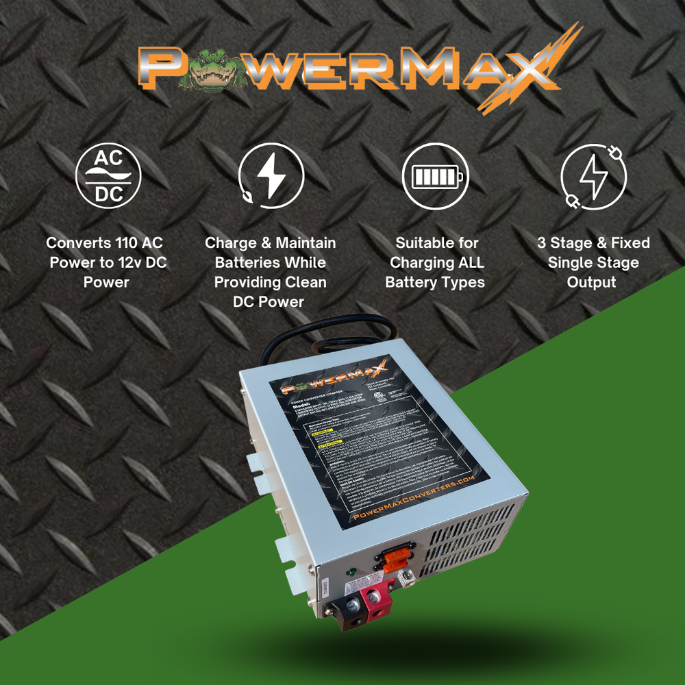 PowerMax 75 Amp Power Converter 12 Volt Power Supply with LED Light
