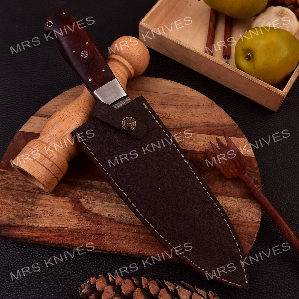Handmade Damascus Chef Knife – Premium Kitchen Cooking Cutlery Sharp Pro Blade
