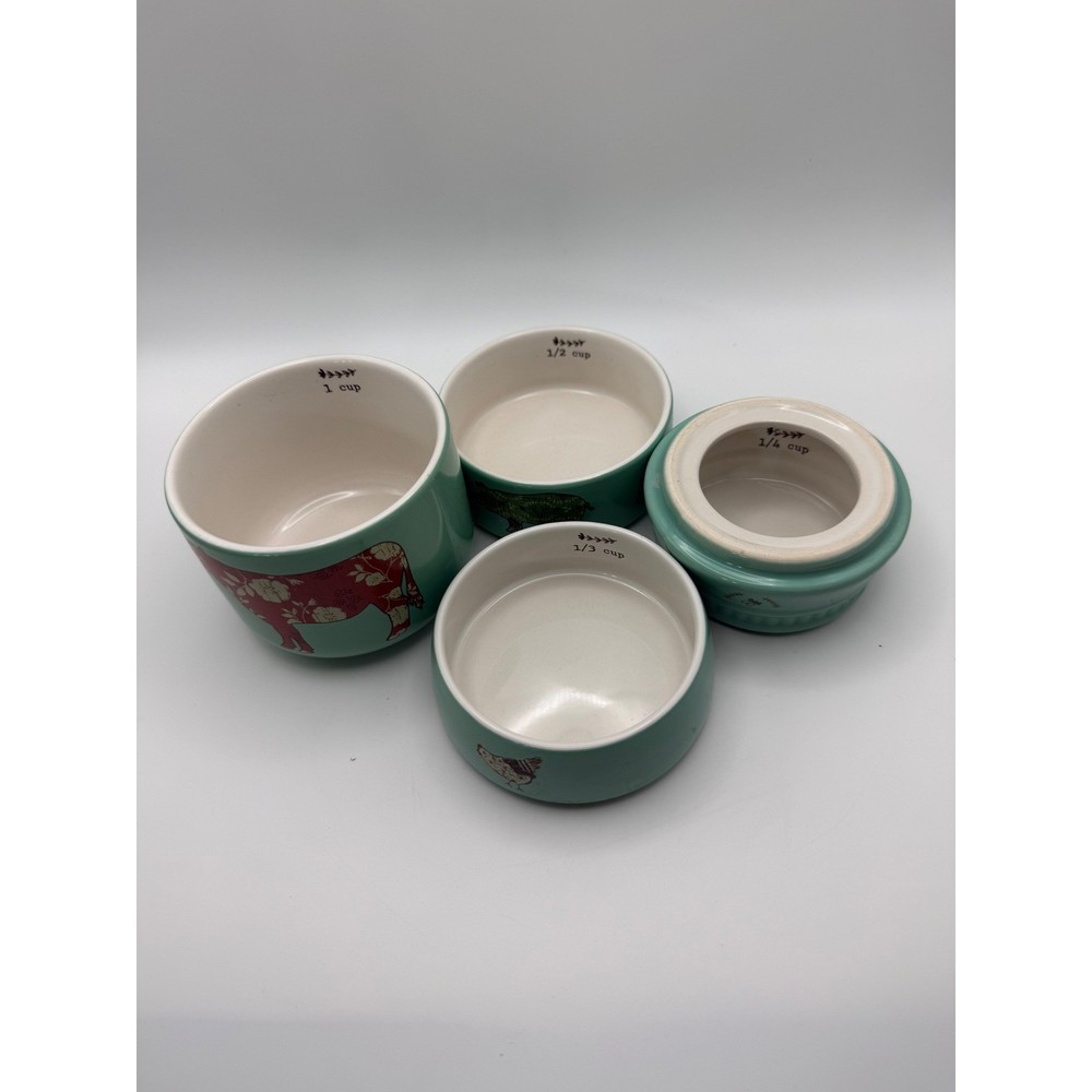 Live Simply Amylee Weeks Stackable Ceramic Measuring Cups Farmhouse Teal 4 Piece