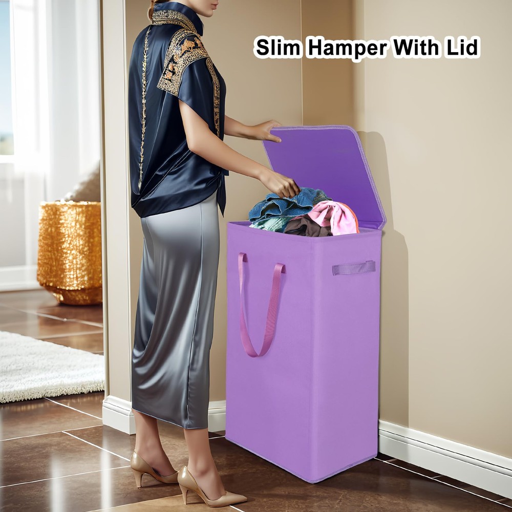75L Slim Laundry Hamper with Lid,Large Foldable Laundry Basket with Removable...
