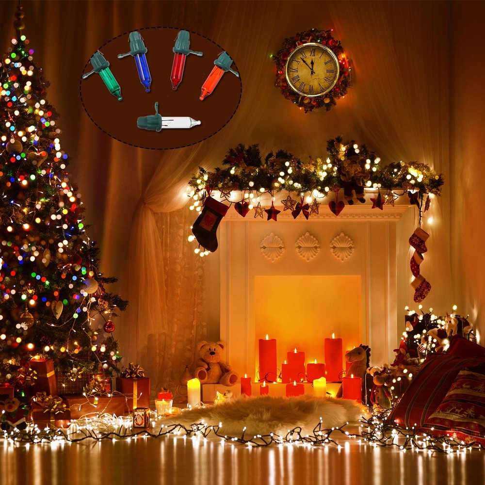 Mudder 60 Count Replacement Christmas Tree Green Base With Colorful Bulb