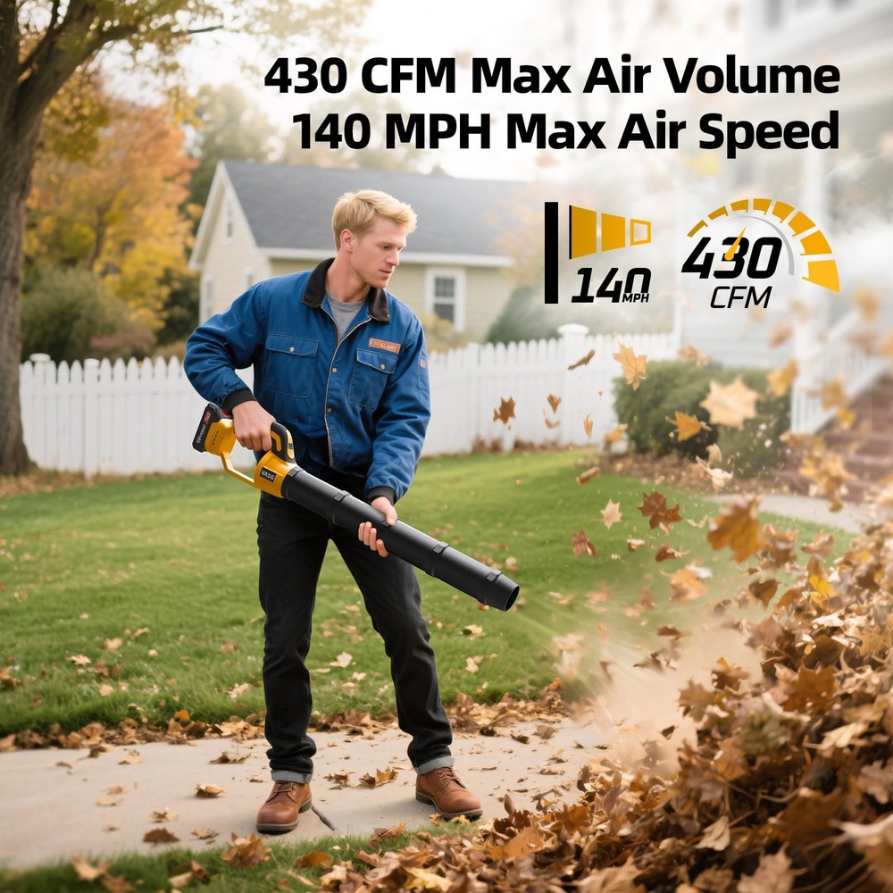 Leaf Blower Cordless – Lightweight Handheld Electric Leaf Blower with Variabl...