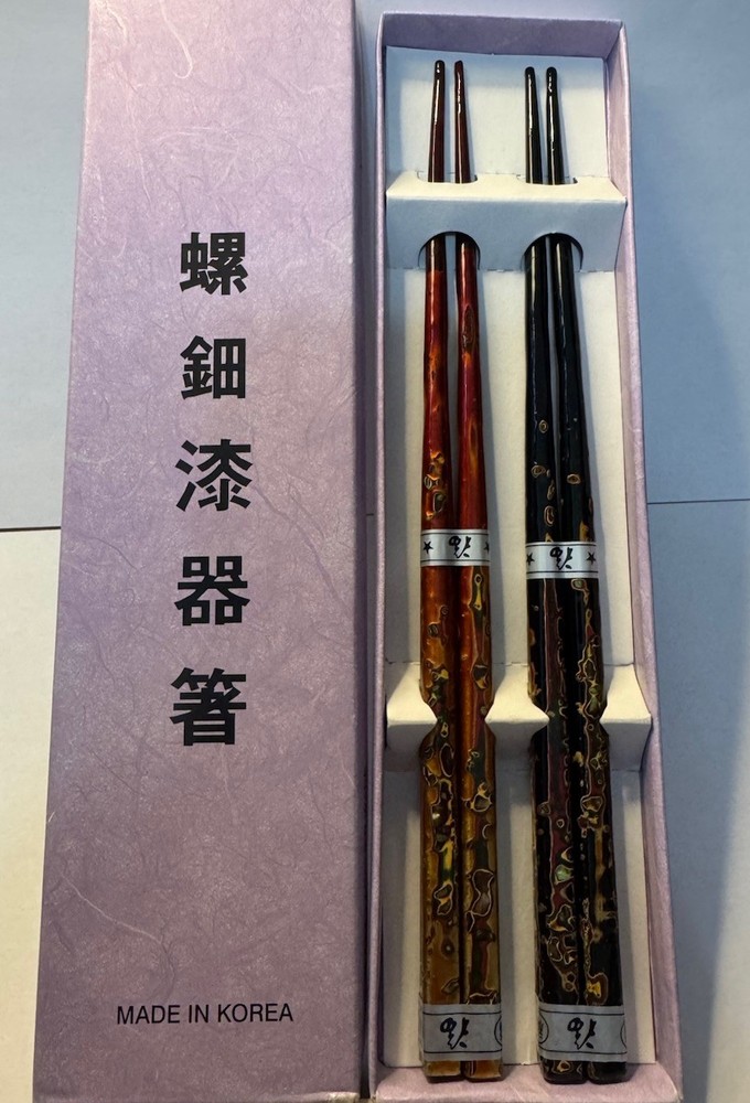 AUTHENTIC KOREAN CHOPSTICKS Design Multicolor Glossy Reusable 2pcs