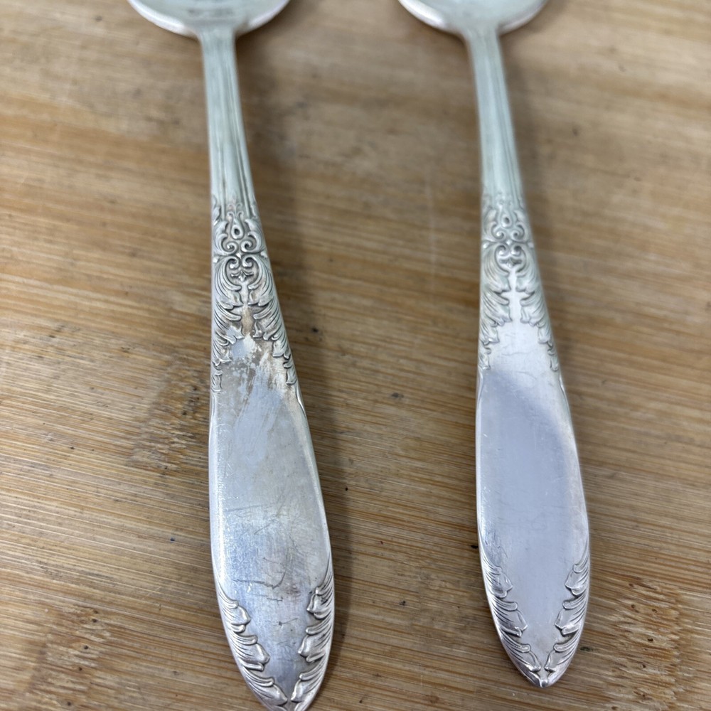 2 King Edward Serving Tablespoons Silverplate 8” Silverware Flatware