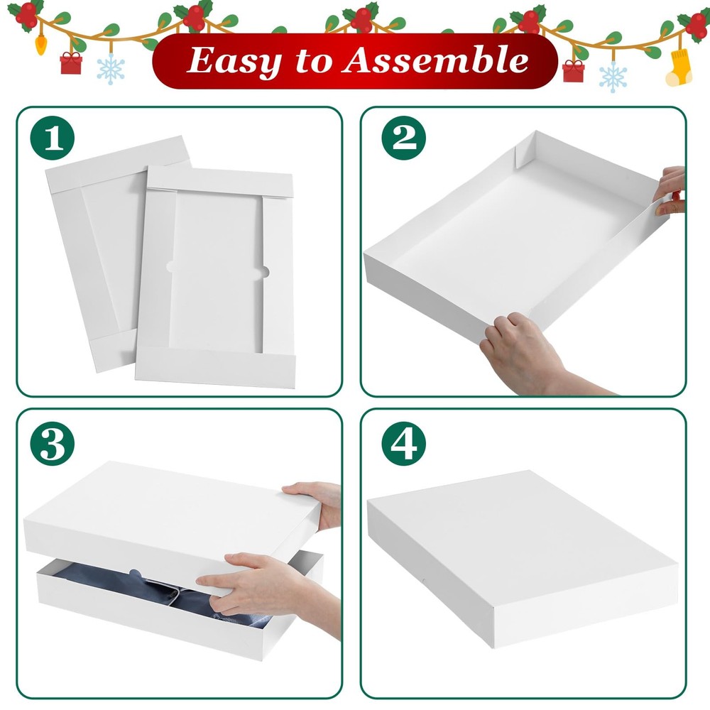 12 Pack Gift Boxes with Lids for Present - 6 Extra Large 17" 4" Deep & 6 Larg...