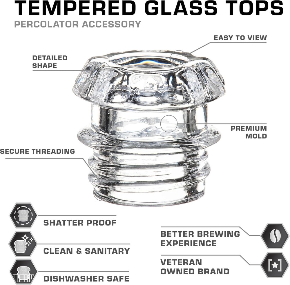 Coffee Percolator Glass Top Replacement - (Pack of 2)