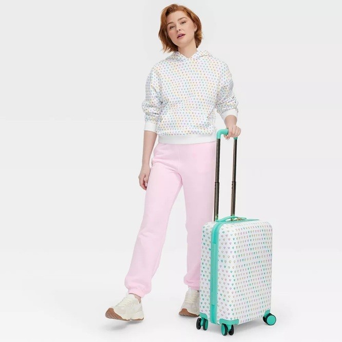 Roller Rabbit x Target - Disco Hearts Wave Carry On Suitcase White/Teal - NWT