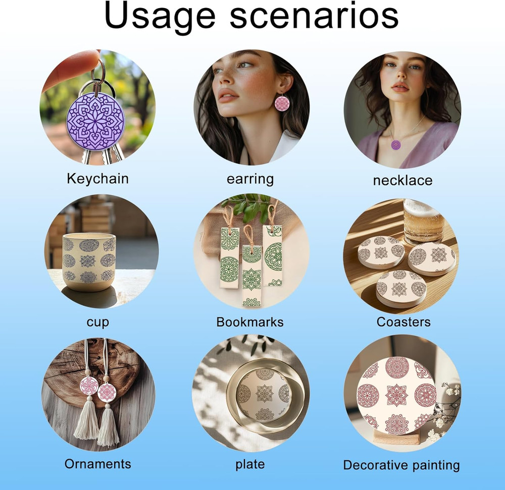 Bohemian round Pattern Polymer Clay Texture Sheets Mandala Pattern Silicone Text