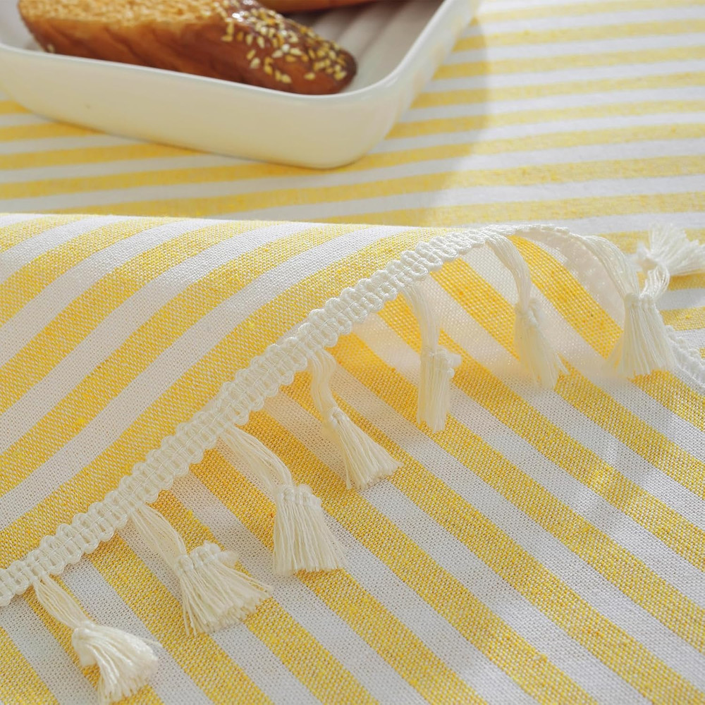 Striped Tablecloth Rectangle Tablecloths Cotton Blend Table Cloth Washable Table