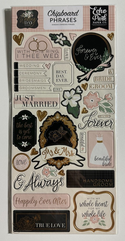 Echo Park 6 x 12 Chipboard Phrases Multiple Variations Available-You Choose