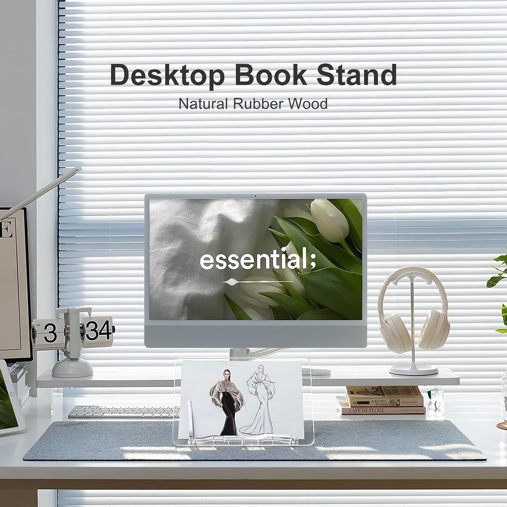 Acrylic Book Stand Reading Portable Book Holder Desk Angle Adjustable Textbook