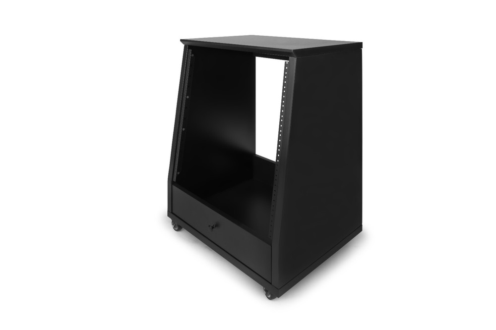 Gator Elite Series 12U Angled Studio Rack with Locking Casters - Black Finish