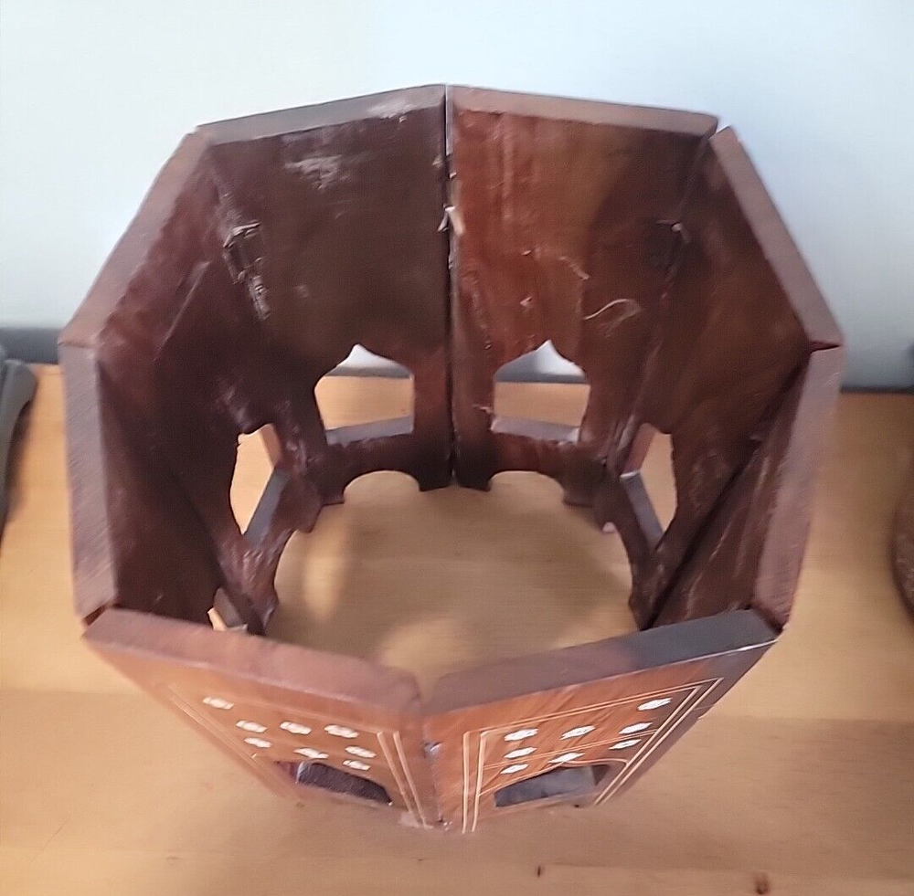 Vintage Carved & INLAID Middle Eastern Octangle Table Base