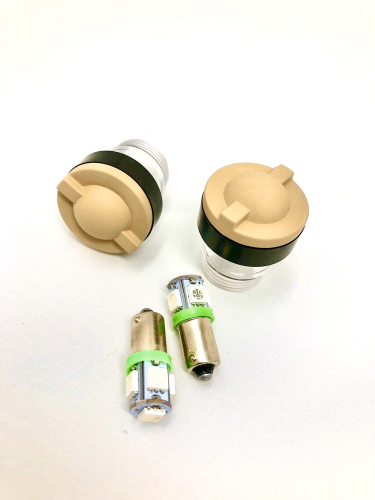 2 Dash Bulbs + 2 Lens+ 2 Gaskets - 6pc Kit Desert Tan, fits HUMVEE Dashboard