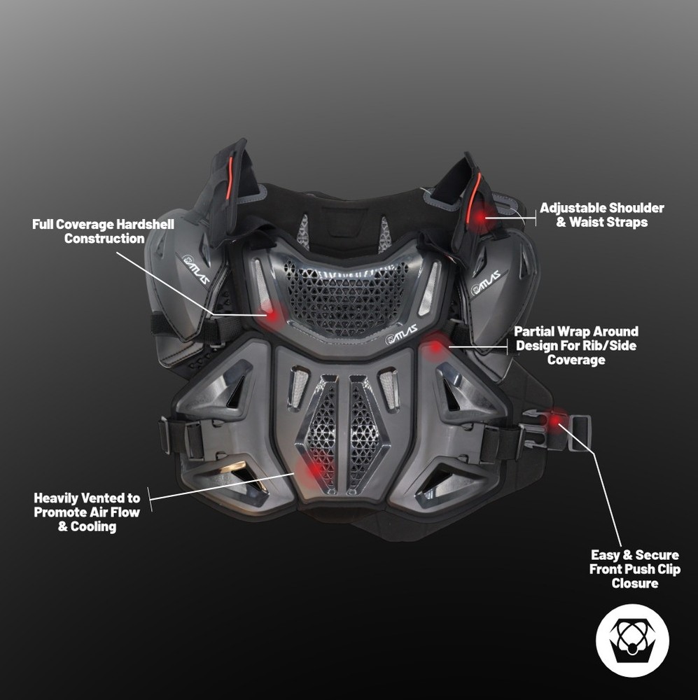 Atlas Defender 2.0 Chest/Back/Shoulder Protector - White S/M - CE Stoneshield