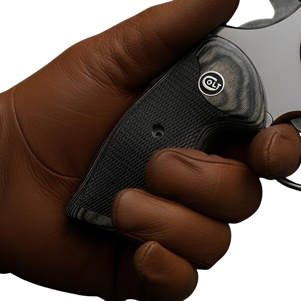 Colt Python Black Rosewood Grips Black Medallion with Silver COLT Letters