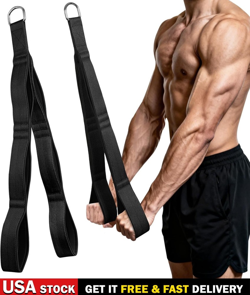 Tricep Rope Cable Attachment 3 Length Handle Heavy Duty Push Down Pull Extension