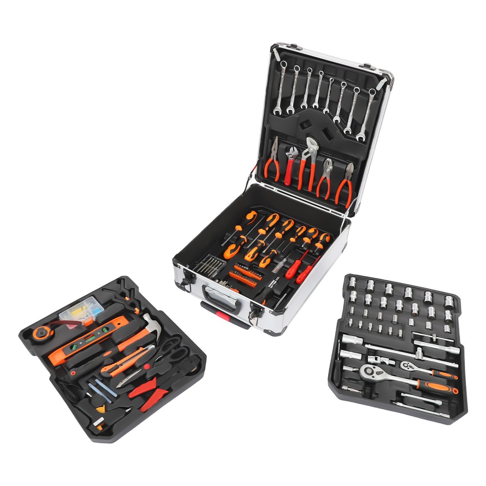 4-Compartments Trolley Case Tool Box Hand Tool Kit Hardware Tool & Luggage Kit