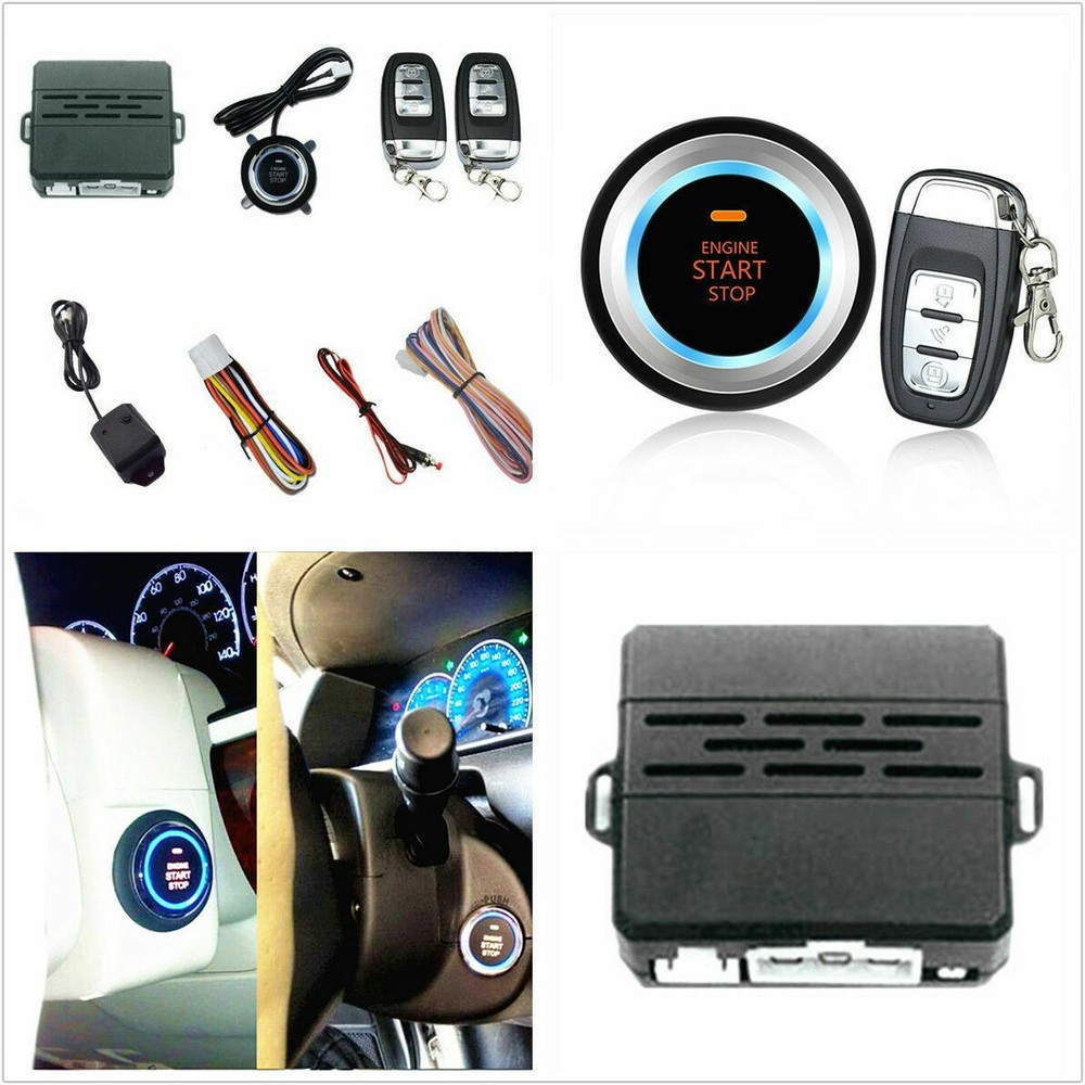 Car Alarm System Security Vibration Alarm Engine Starter Push Button Remote Kit