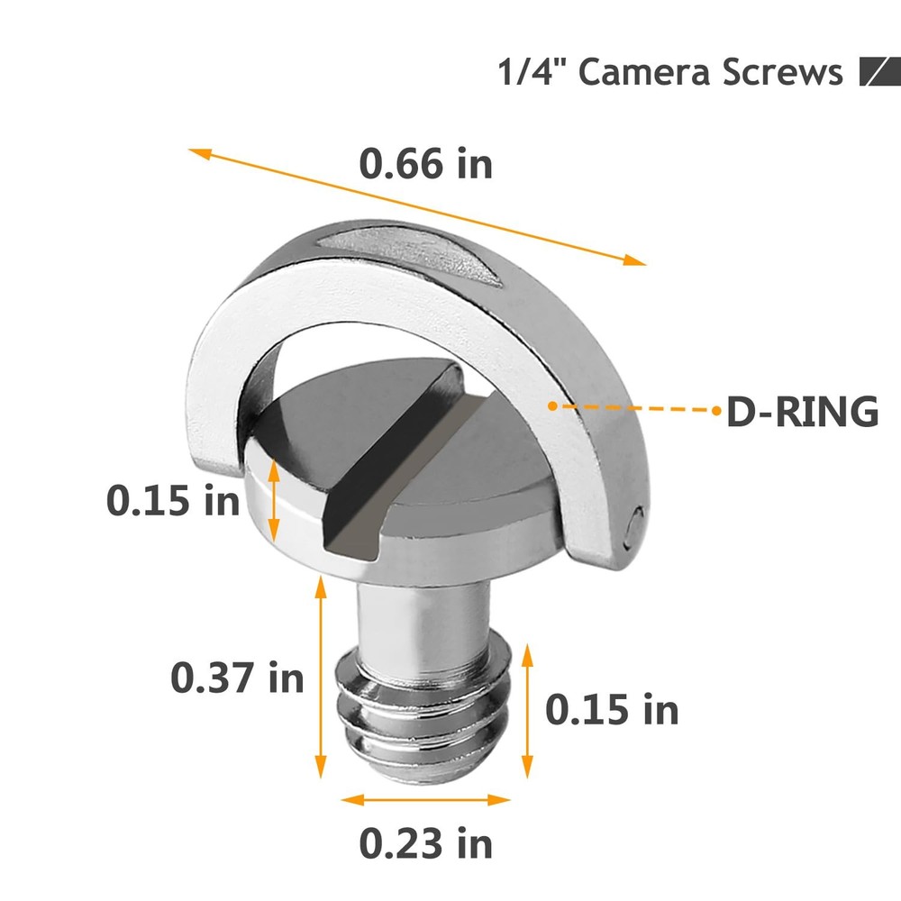 Frgyee 1/4" Camera Screws, D-Ring 1/4 Screw 5pc, 5pc
