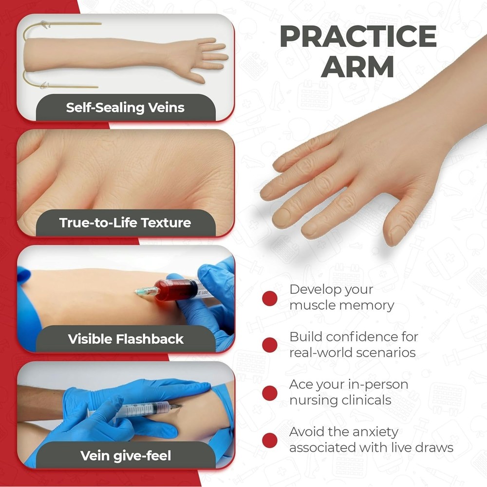 Professional Phlebotomy Simulation Arm - Complete Training, Medical Students