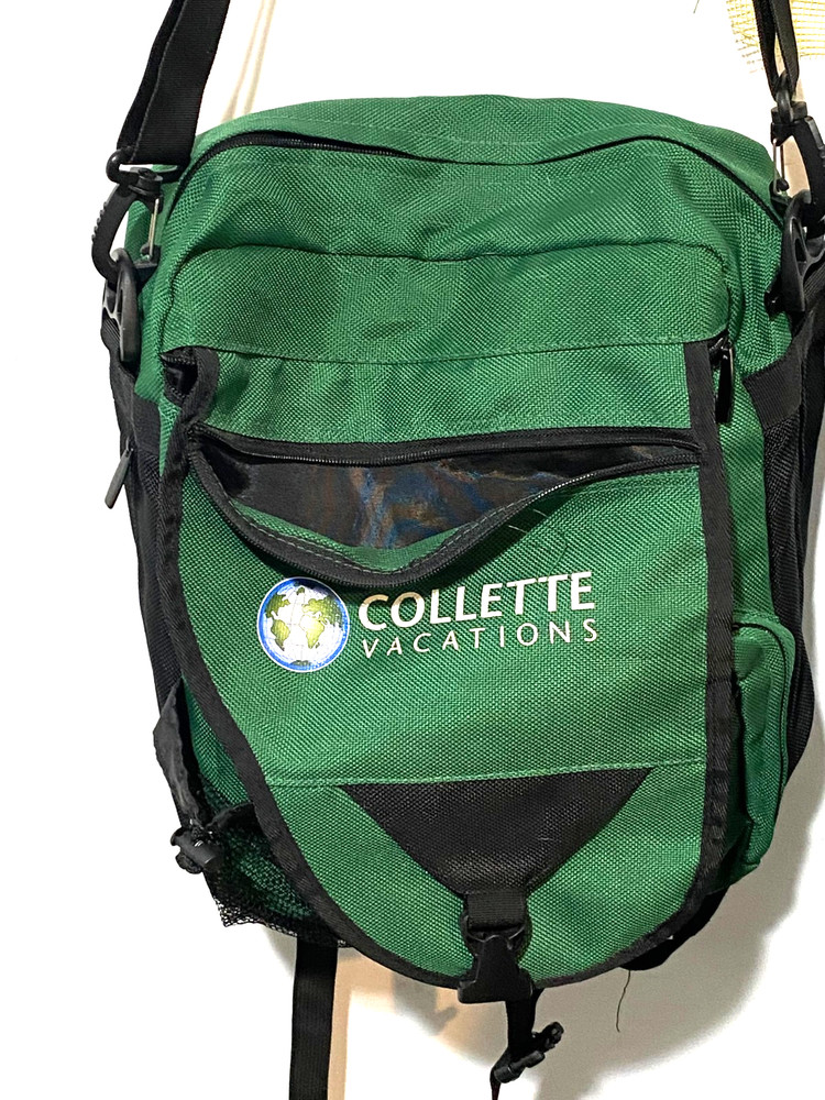 Collette Vacations Green full size backpack w/ shoulder strap & several pockets