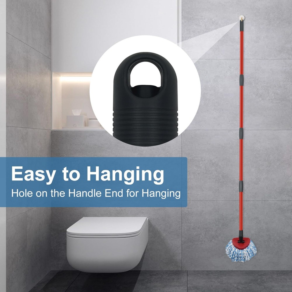 2 Pack Spin Mop Replacement Head,1 Base,4-Section Sturdy Iron Mop Handles Com...