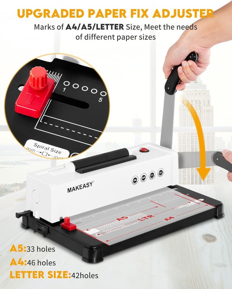 MAKEASY spiral binding machine,12-sheet punching capacity,insert binding machine