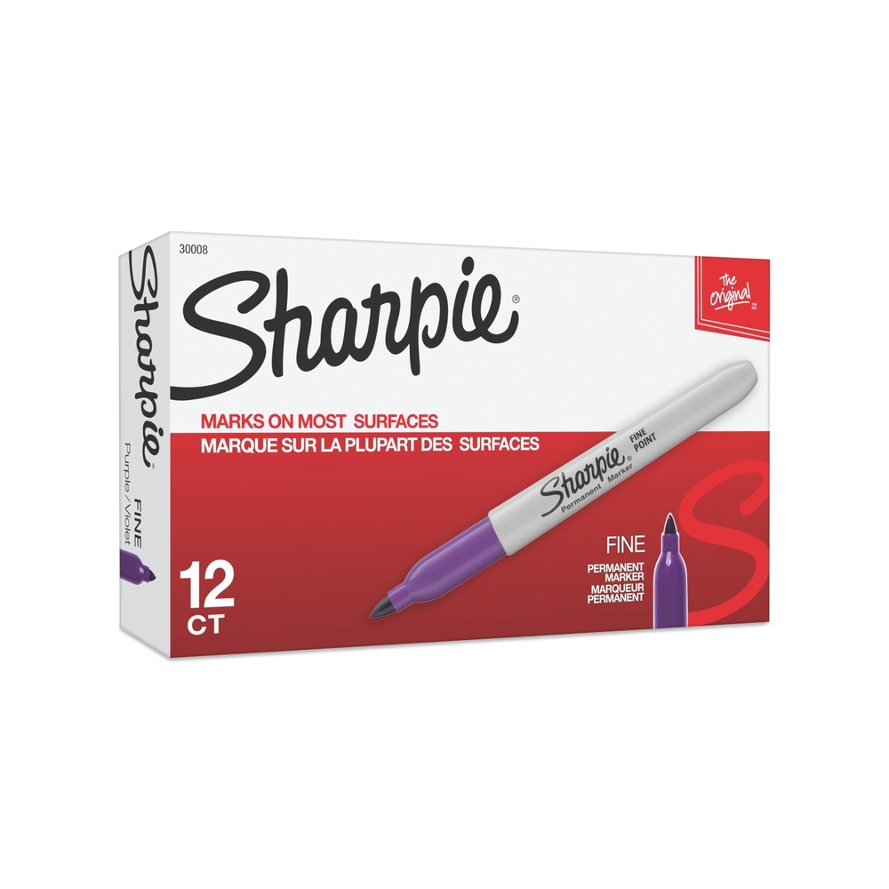 Permanent Markers, Fine Point, Purple, 12 Count