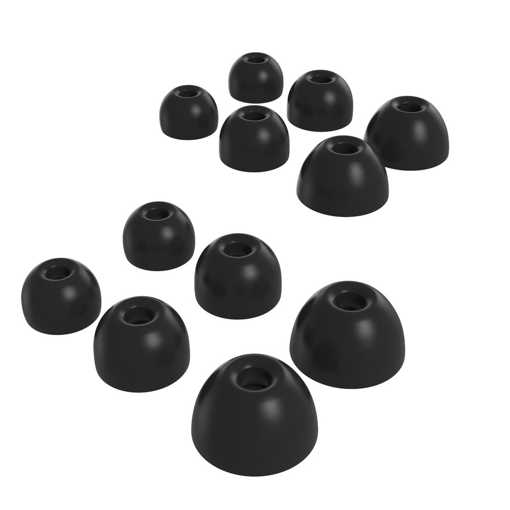 6 Pairs Replacement Silicone Ear Tips Earbuds Buds Set large, Black