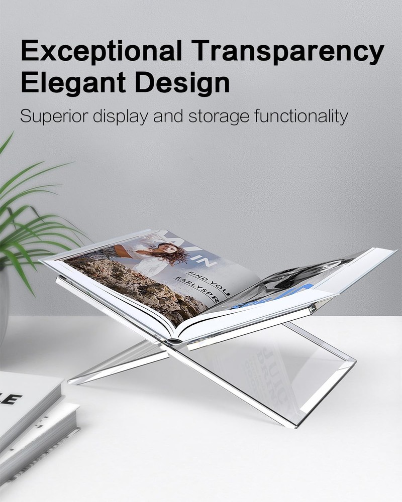Clear Acrylic Book Stand, Adjustable Height Large Open Book Display Stand Cof...