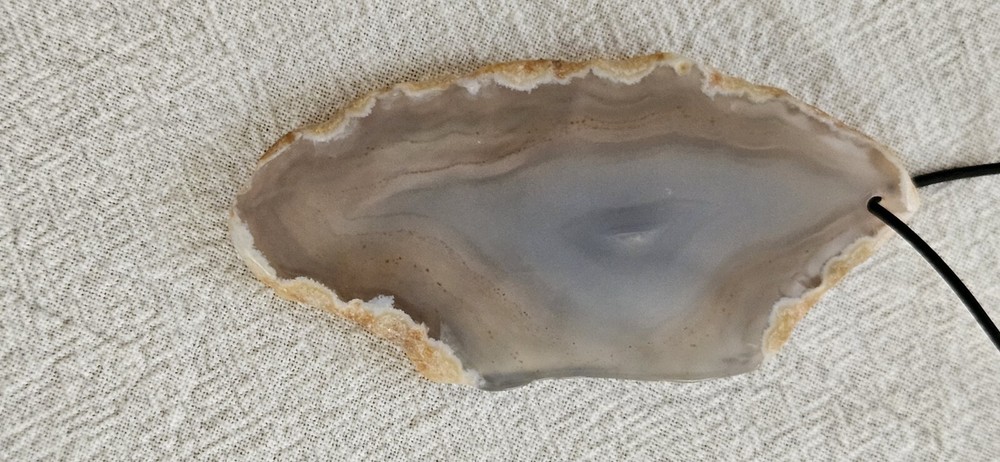 Blue Agate Slice Pendant on Adjustable Cord
