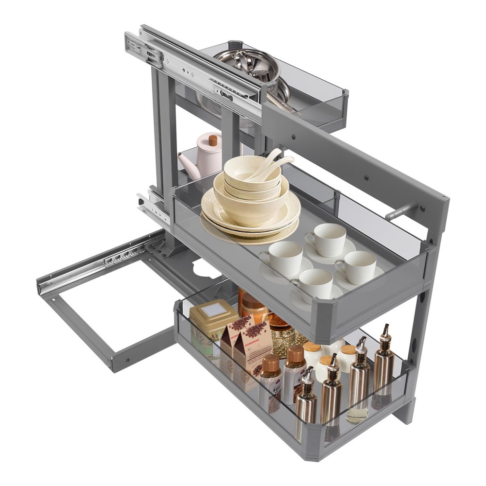 Blind Corner Pull Out Pantry Racks Left&Right Open Min Opening 14.57" W/4 Basket