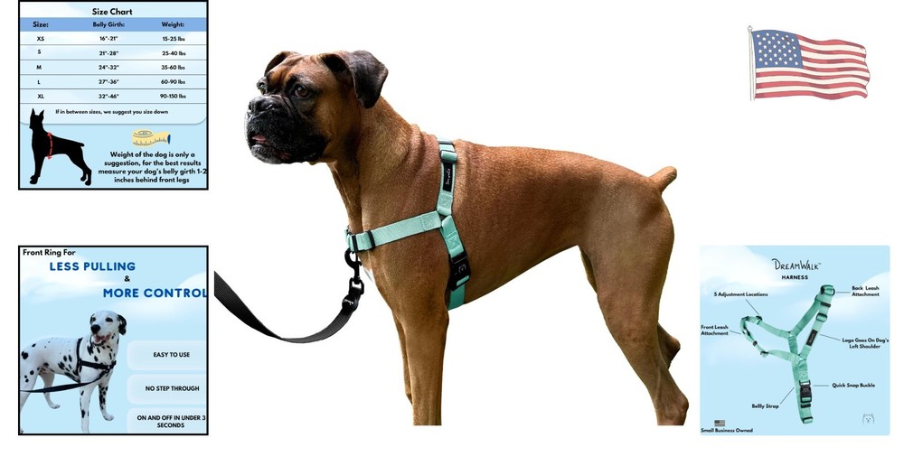 Dream Walk No-Pull Dog Harness - Adjustable, Comfortable Halter for All Breeds