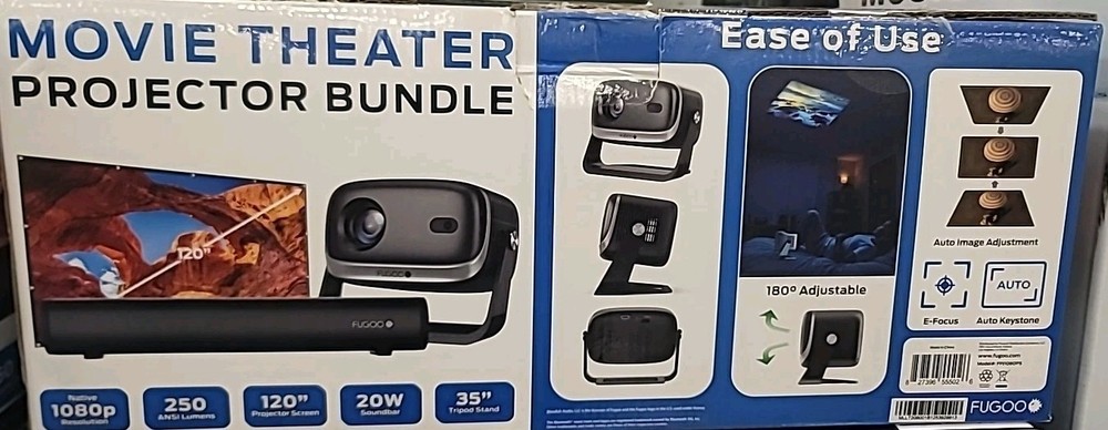 Fugoo Outdoor Projector & Soundbar Bundle with Tripod & 120" Foldable Screen